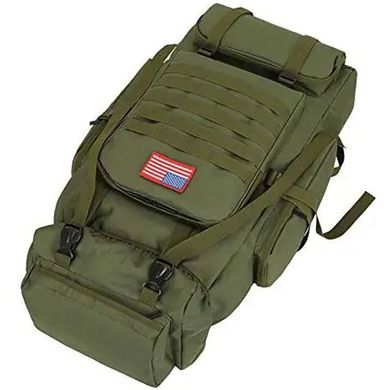 Рюкзак 70л с липучкой для шевронов олива размер 70х16х35 см  ws98912bls фото