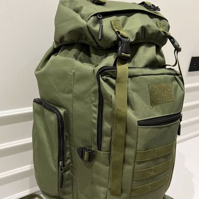 Рюкзак 70л з липучкою для шевронів олива розмір 70х16х35 см  ws98912bls фото