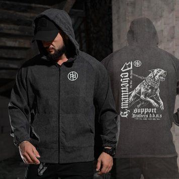 Кофта Born of War з принтом Support сіра розмір S buy97617bls-S фото