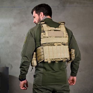 Плитоноска Attack Tactical в сборе с подсумками и системой быстрого сброса пиксель one size buy92722bls фото