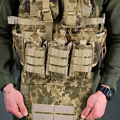 Плитоноска Attack Tactical в сборе с подсумками и системой быстрого сброса пиксель one size buy92722bls фото