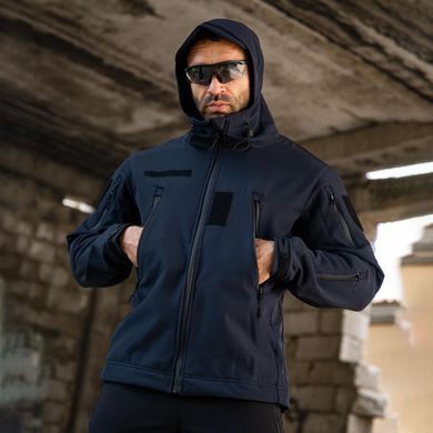 Тактична куртка з капюшоном KMS Softshell на флісі синя розмір M 12795bls-M фото