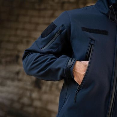 Тактична куртка з капюшоном KMS Softshell на флісі синя розмір M 12795bls-M фото