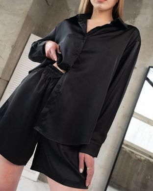 Женский комплект Siona Рубашка с длинным рукавом + Шорты черный One Size buy95933bls фото