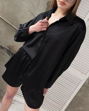 Женский комплект Siona Рубашка с длинным рукавом + Шорты черный One Size buy95933bls фото