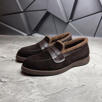 Замшевые лоферы U.Spirit Daro утепленные мехом коричневые размер 42 2503/29 brown хутро nix-42 фото