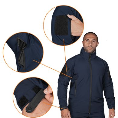 Мужская демисезонная Куртка на микрофлисе со скрытым капюшоном / Верхняя одежда Camotec Phantom System с разрезами по бокам темно-синяя размер XS sd7292bls-XS фото