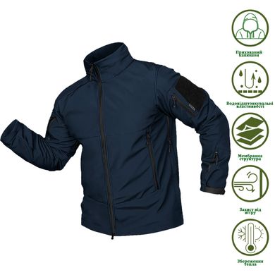 Мужская демисезонная Куртка на микрофлисе со скрытым капюшоном / Верхняя одежда Camotec Phantom System с разрезами по бокам темно-синяя размер S sd7292bls-S фото