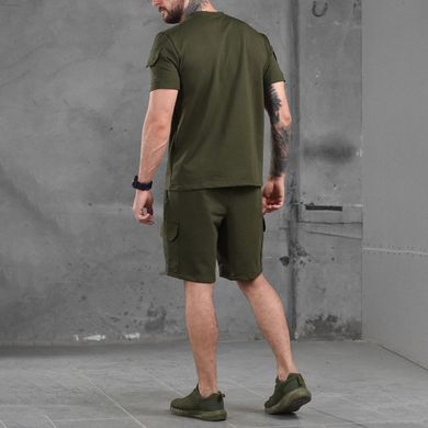 Чоловічий літній комплект Army двонитка футболка + шорти олива розмір S buy87302bls-S фото