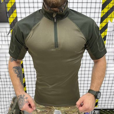 Мужской Убакс Logos с короткими рукавами и карманами / Прочная уставная Рубашка олива размер S 17025bls-S фото