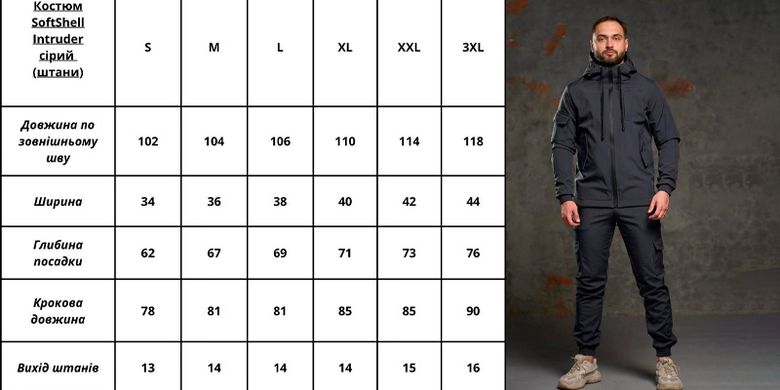 Мужская Форма Intruder Softshell Куртка с капюшоном + Брюки серая размер S 1610635561bls-S фото