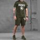 Мужской летний комплект Army двухнитка футболка + шорты олива размер S buy87302bls-S фото 1