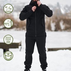 Крепкий мужской Костюм Intruder Softshell / Водоотталкивающий Комплект Куртка с капюшоном + Брюки черный размер S 1586881886bls-S фото