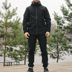 Крепкий мужской Костюм Intruder Softshell / Водоотталкивающий Комплект Куртка с капюшоном + Брюки черный размер S 1586881886bls-S фото