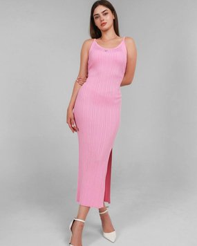 Елегантна Сукня Megan дрібної в’язки з розрізом рожева One Size buy87802bls фото