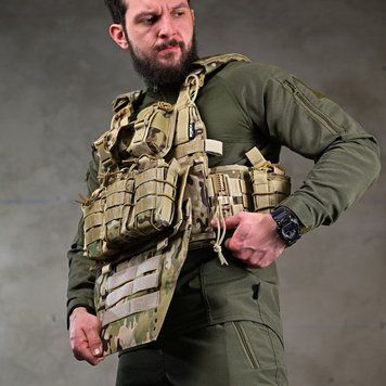 Плитоноска Attack Tactical в сборе с подсумками и системой быстрого сброса мультикам one size buy92721bls фото
