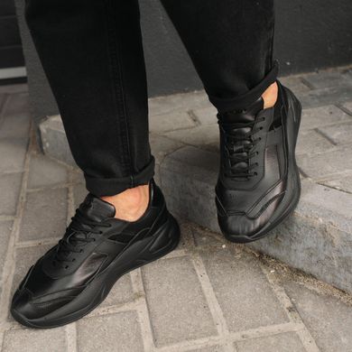 Мужские кожаные Кроссовки Игнис с ортопедической стелькой черные размер 40 00001627-чорнийbls-40 фото