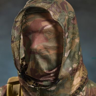 Чоловічий маскувальний Костюм Куртка з капюшоном + Штани + Баф / Польова Форма із антимоскітної сітки мультикам розмір S-M-L 17073bls-S-M-L фото