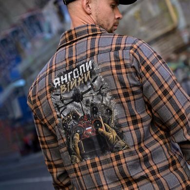 Фланелевая рубашка Born of War с принтом Ангелы войны клетчатая оранжево-серая размер S buy97581bls-S фото