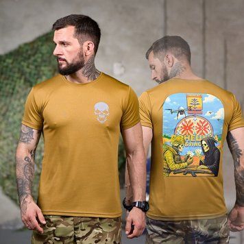 Потовідвідна футболка Донецька область з принтом на грудях та спині койот розмір M buy93270bls-M фото