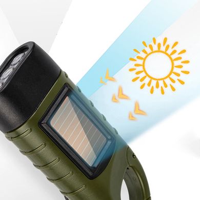 Аккумуляторный фонарик LS-015-3х0.5W с солнечной панелью хаки 12х4х3 см ws81454bls фото