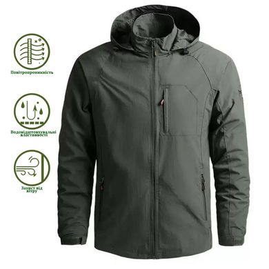 Мужская Водоотталкивающая Куртка ARMY с капюшоном олива размер S for00995bls-S фото