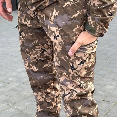 Мужские Штаны на флисе с прорезиненными замками / Водонепроницаемые брюки пиксель размер S for00674bls-S фото