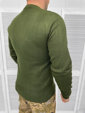 Вязаный мужской свитер с вышивкой флагом на рукаве / Теплая кофта хаки размер M 13232bls-M фото