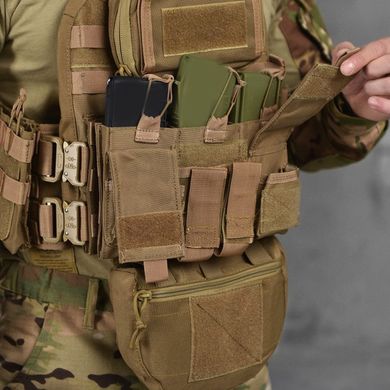 Плитоноска Cobra Cordura 1000D з підсумками та кріпленням Molle койот плит 25х30 см buy87005bls фото