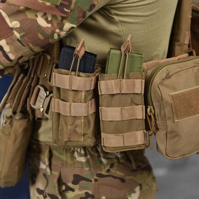 Плитоноска Cobra Cordura 1000D з підсумками та кріпленням Molle койот плит 25х30 см buy87005bls фото