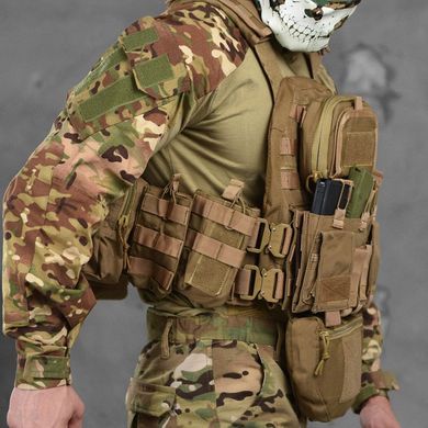 Плитоноска Cobra Cordura 1000D з підсумками та кріпленням Molle койот плит 25х30 см buy87005bls фото