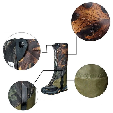 Плотные высокие Гамаши с молнией и фиксатором / Водо-грязицы защитные чехлы для ног камуфляж размер универсальный 50355bls фото