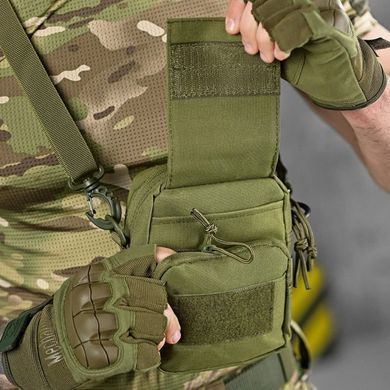 Тактическая сумка через плечо Cordura с системой крепления Molle и липучкой олива 18х12 см buy91416bls фото