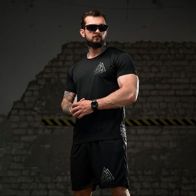 Тактичний комплект Eagle з принтом Руни Футболка + Шорти чорний розмір M buy92958bls-M фото