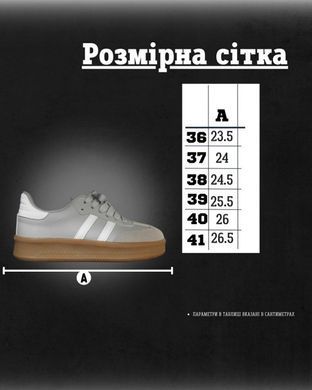 Жіночі шкіряні кеди Samba сірі з білими вставками розмір 36 buy88609bls-36 фото