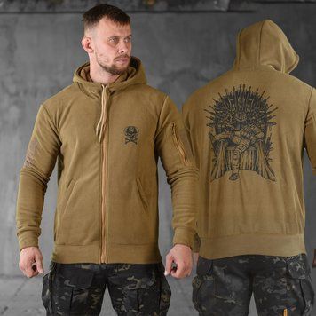 Флісова кофта з принтом Трон та липучками під шеврони койот розмір S buy88698bls-S фото