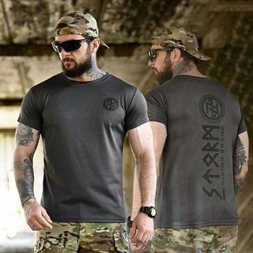 Потоотводная футболка Born of War с принтом Viking Brano серая размер S buy96444bls-S фото