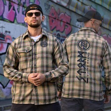 Фланелевая рубашка Born of War с принтом Руны клетчатая зеленая размер S buy97590bls-S фото