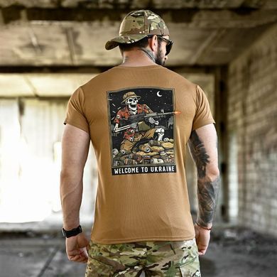 Потовідвідна футболка Born of War з принтом Welcome to Ukraine койот розмір S buy96458bls-S фото