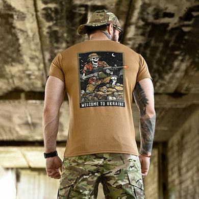 Потовідвідна футболка Born of War з принтом Welcome to Ukraine койот розмір S buy96458bls-S фото
