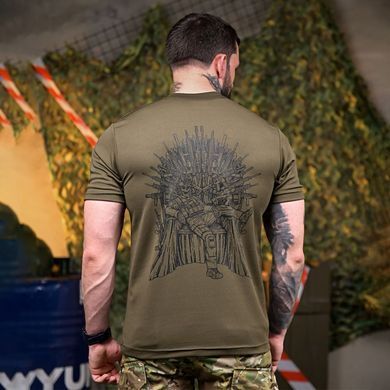 Потовідвідна футболка Трон з принтом на грудях та спині олива розмір S buy92782bls-S фото