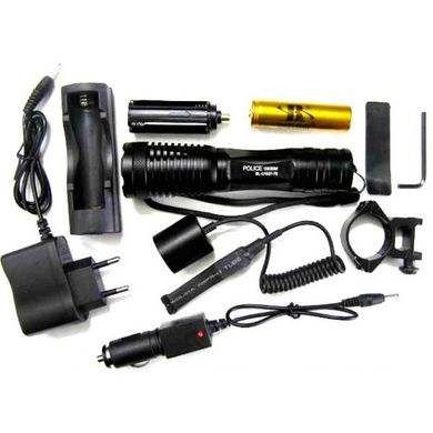 Ручний акумуляторний Ліхтарик Bailong Police BL-Q1837-T6 з функцією зуму та дальністю освітлення до 700м чорний ws29584bls фото