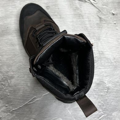 Зносостійкі чоловічі берці із натуральної шкіри з хутряною підкладкою / Зимові черевики Gladiator у коричневому кольорі з тризубом розмір 40 БРЦ-2/3053 Кор Sh-40 фото