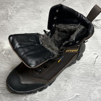 Зносостійкі чоловічі берці із натуральної шкіри з хутряною підкладкою / Зимові черевики Gladiator у коричневому кольорі з тризубом розмір 40 БРЦ-2/3053 Кор Sh-40 фото