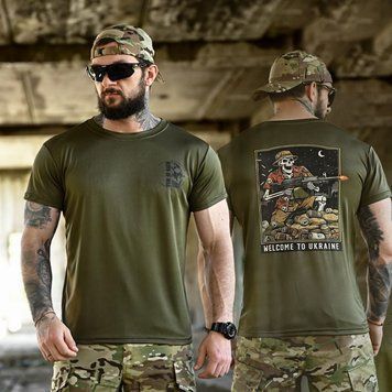 Потовідвідна футболка Born of War з принтом Welcome to Ukraine олива розмір S buy96459bls-S фото