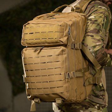 Тактичний рюкзак US Cooper Lasercut Large 40 л з системою кріплення Molle койот 50х30х32&nbsp;см buy97001bls фото