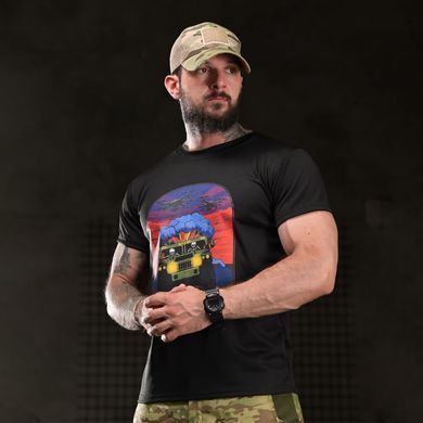 Потовідвідна футболка Born of War з принтом Highway чорна розмір S buy96906bls-S фото