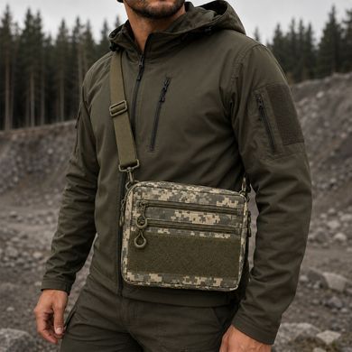 Тактична сумка через плече Cordura з патч-панеллю піксель 25&times;20&times;5,5 см ws84558bls фото