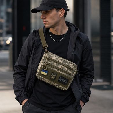 Тактична сумка через плече Cordura з патч-панеллю піксель 25&times;20&times;5,5 см ws84558bls фото