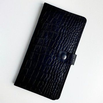 Шкіряне портмоне Skill з тисненням крокодил чорне 9,5х18х1 см SR028bls фото